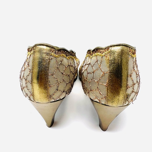 Stuart Weltzman For Martinique Gold Colored High Heels US 8 1/2 NO HEEL CAPS - Picture 6 of 15